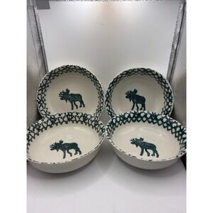 4 FOLK CRAFT Moose Country Bowls 6.5"x2"